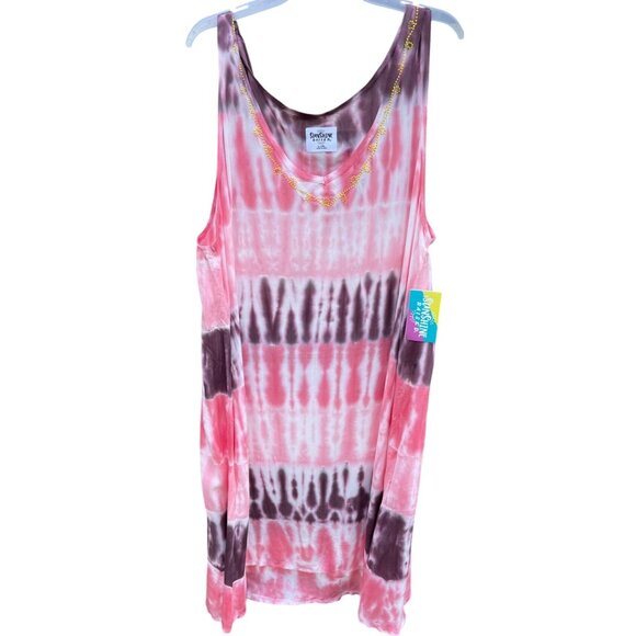 Sunshine Raised XL Tie-Dye Sleeveless Pink & Purple Beach dress - Picture 1 of 10